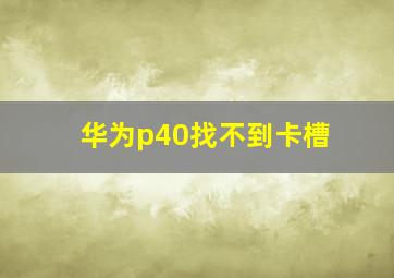 华为p40找不到卡槽