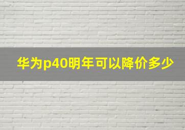 华为p40明年可以降价多少