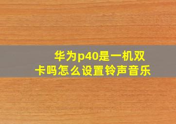 华为p40是一机双卡吗怎么设置铃声音乐