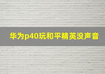 华为p40玩和平精英没声音