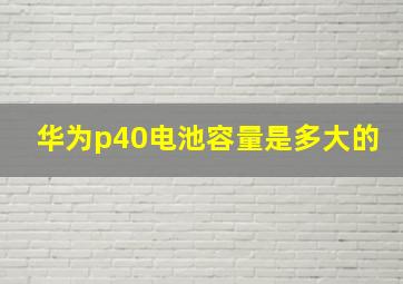 华为p40电池容量是多大的