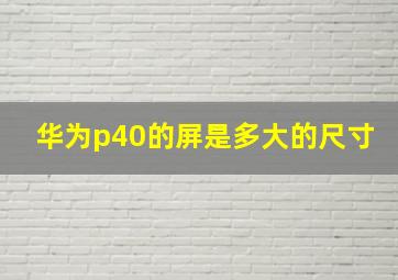 华为p40的屏是多大的尺寸