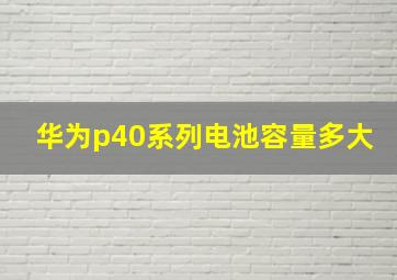 华为p40系列电池容量多大