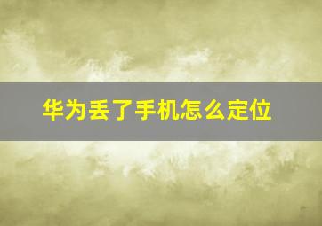 华为丢了手机怎么定位