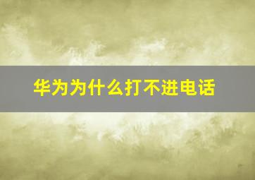 华为为什么打不进电话