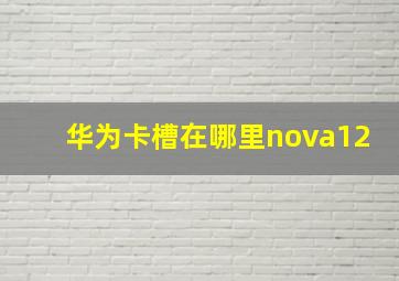 华为卡槽在哪里nova12