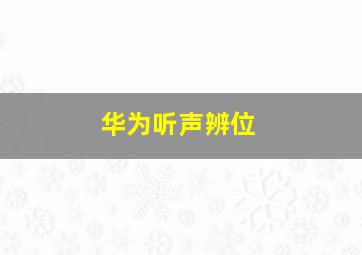 华为听声辨位