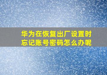 华为在恢复出厂设置时忘记账号密码怎么办呢