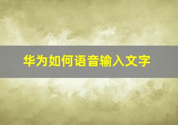 华为如何语音输入文字