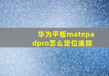 华为平板matepadpro怎么定位追踪