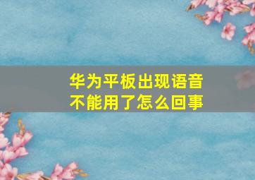 华为平板出现语音不能用了怎么回事