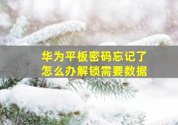 华为平板密码忘记了怎么办解锁需要数据