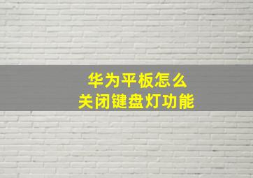 华为平板怎么关闭键盘灯功能