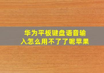 华为平板键盘语音输入怎么用不了了呢苹果