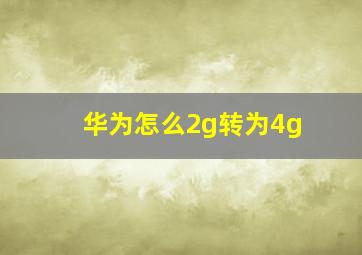 华为怎么2g转为4g