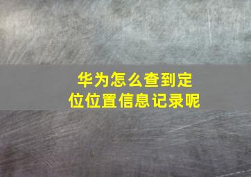 华为怎么查到定位位置信息记录呢