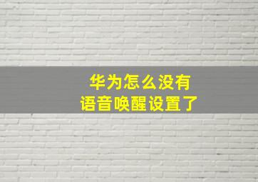 华为怎么没有语音唤醒设置了