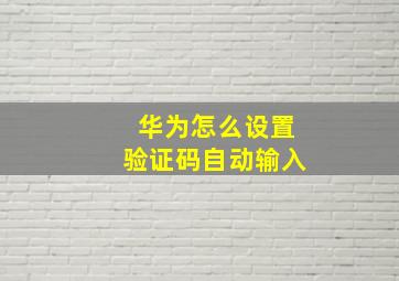 华为怎么设置验证码自动输入