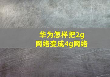 华为怎样把2g网络变成4g网络