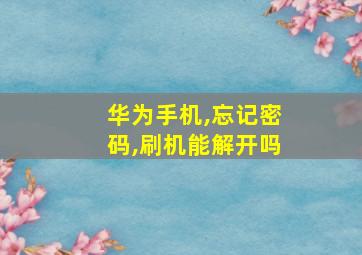 华为手机,忘记密码,刷机能解开吗