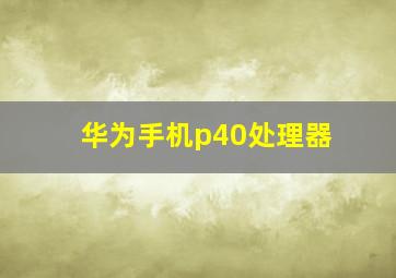 华为手机p40处理器