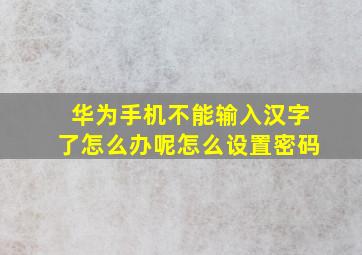 华为手机不能输入汉字了怎么办呢怎么设置密码