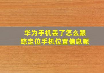 华为手机丢了怎么跟踪定位手机位置信息呢