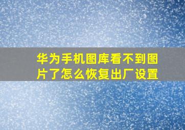 华为手机图库看不到图片了怎么恢复出厂设置