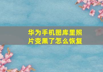 华为手机图库里照片变黑了怎么恢复