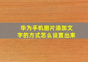 华为手机图片添加文字的方式怎么设置出来