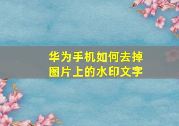 华为手机如何去掉图片上的水印文字