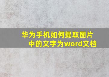 华为手机如何提取图片中的文字为word文档