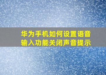 华为手机如何设置语音输入功能关闭声音提示