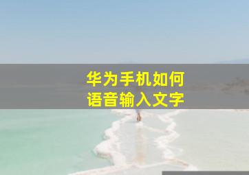 华为手机如何语音输入文字