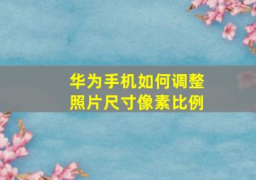 华为手机如何调整照片尺寸像素比例