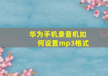 华为手机录音机如何设置mp3格式