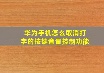 华为手机怎么取消打字的按键音量控制功能