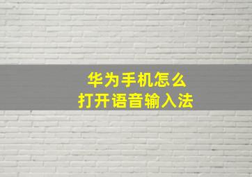 华为手机怎么打开语音输入法