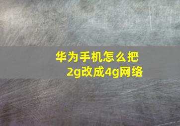 华为手机怎么把2g改成4g网络