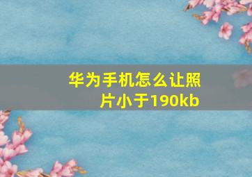 华为手机怎么让照片小于190kb