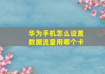 华为手机怎么设置数据流量用哪个卡