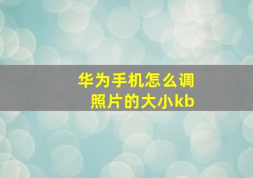 华为手机怎么调照片的大小kb