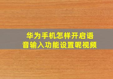 华为手机怎样开启语音输入功能设置呢视频