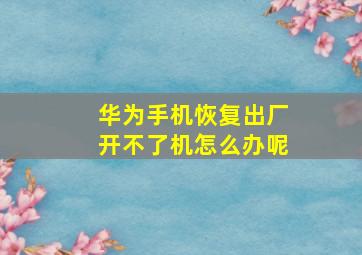 华为手机恢复出厂开不了机怎么办呢