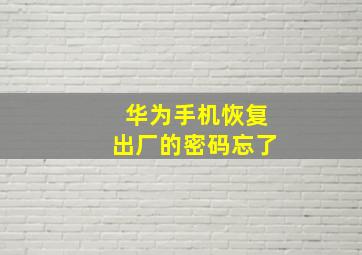 华为手机恢复出厂的密码忘了