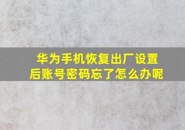 华为手机恢复出厂设置后账号密码忘了怎么办呢