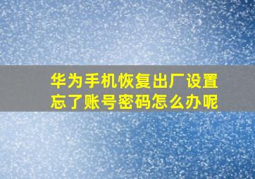 华为手机恢复出厂设置忘了账号密码怎么办呢