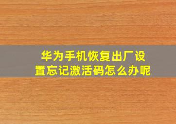 华为手机恢复出厂设置忘记激活码怎么办呢