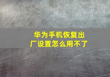 华为手机恢复出厂设置怎么用不了