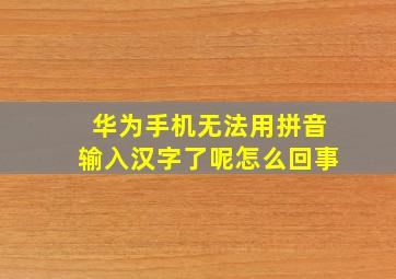 华为手机无法用拼音输入汉字了呢怎么回事